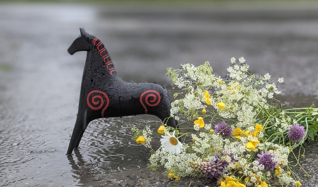 a horse in the pouring rain 